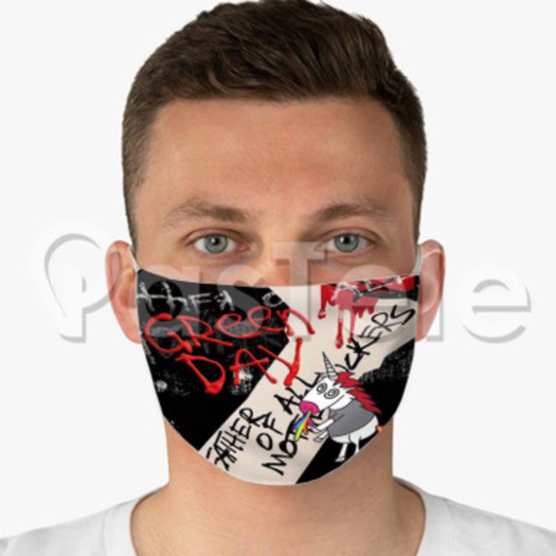Green Day Father Of All Custom Fabric Face Custom Fabric Face Mask Polyester Two Layers Cloth