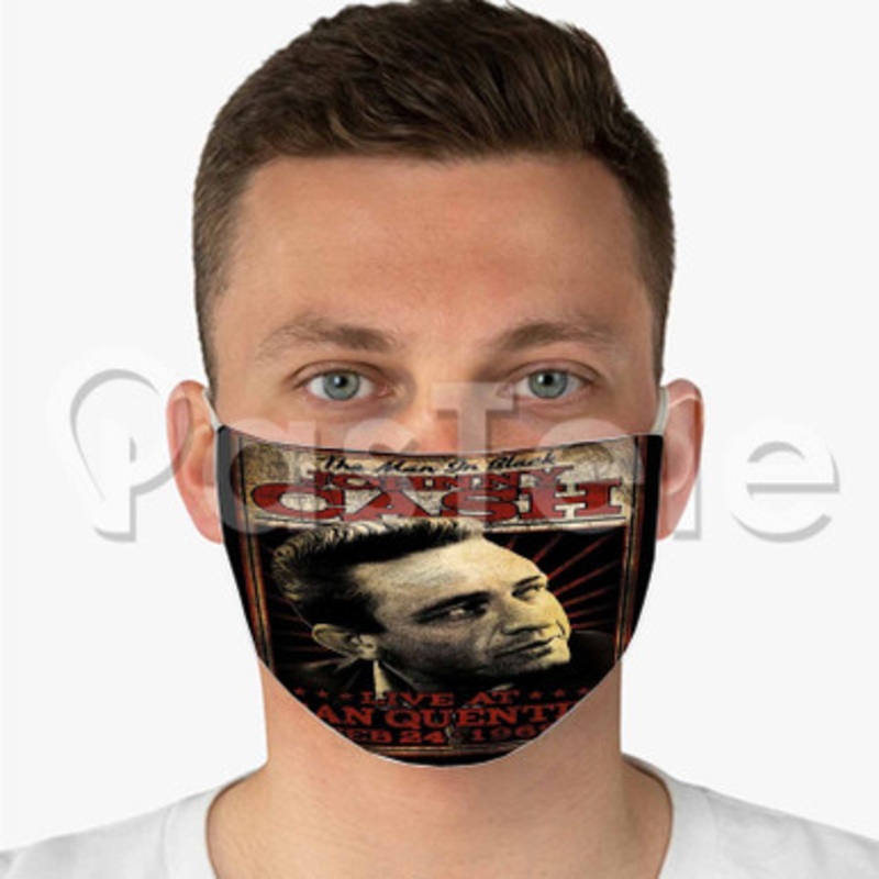 Johnny Cash Custom Fabric Face Custom Fabric Face Mask Polyester Two Layers Cloth