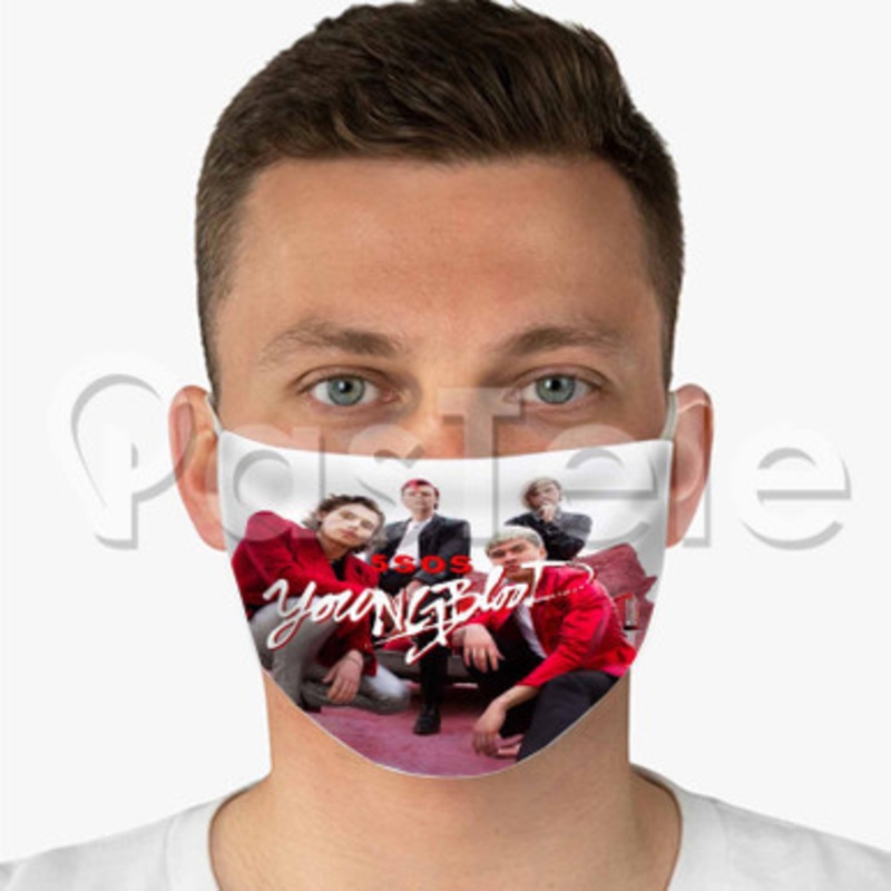 5sos Custom Fabric Face Custom Fabric Face Mask Polyester Two Layers Cloth