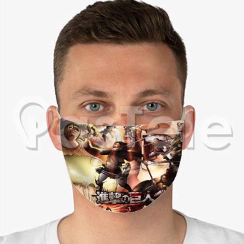 Attack On Titan Season 3 3 Custom Fabric Face Custom Fabric Face Mask Polyester Two Layers Cloth