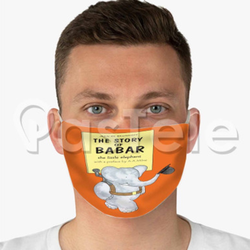 Babar The Elephant Custom Fabric Face Custom Fabric Face Mask Polyester Two Layers Cloth