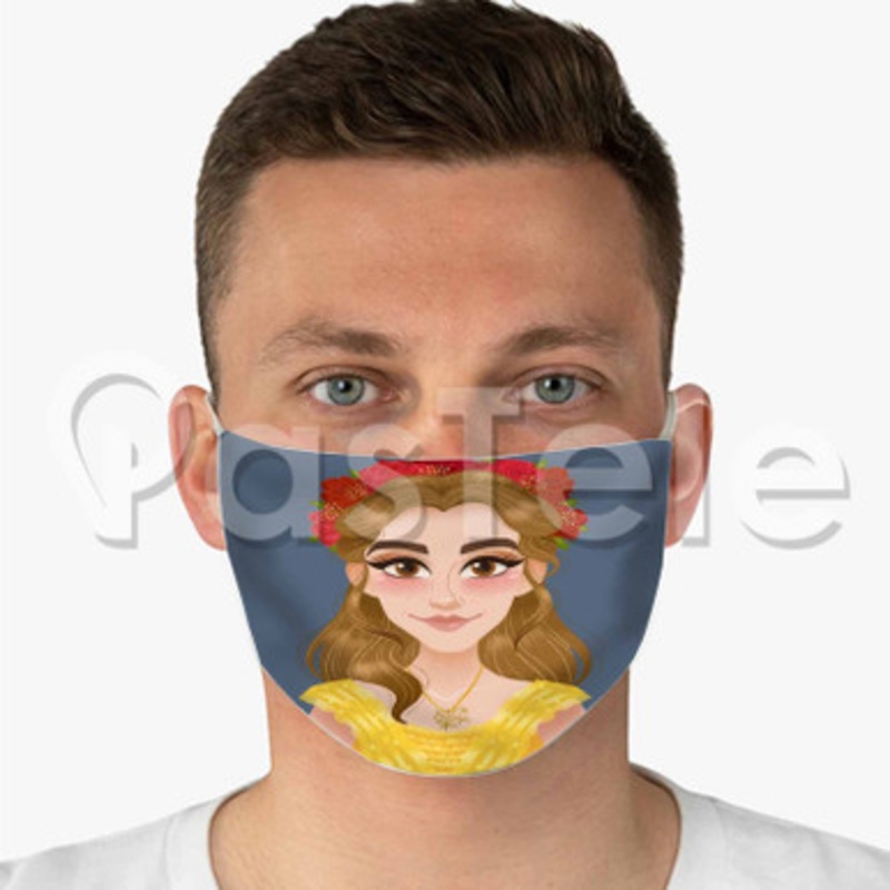 Belle Beauty and The Beast Custom Fabric Face Custom Fabric Face Mask Polyester Two Layers Cloth