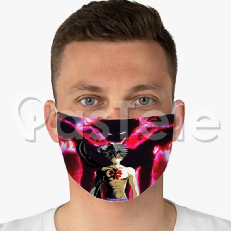 Black Clover Custom Fabric Face Custom Fabric Face Mask Polyester Two Layers Cloth