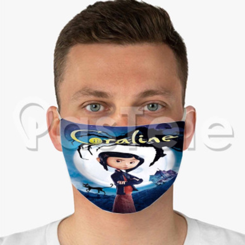 Coraline Custom Fabric Face Custom Fabric Face Mask Polyester Two Layers Cloth