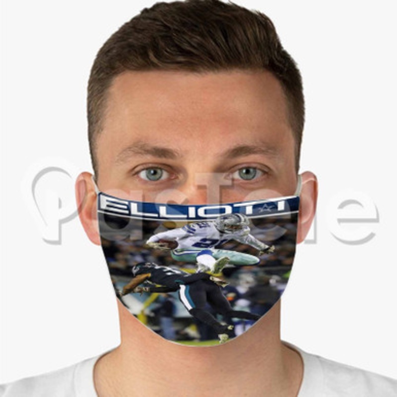 Ezekiel Elliott NFL Dallas Cowboys Custom Fabric Face Custom Fabric Face Mask Polyester Two Layers Cloth