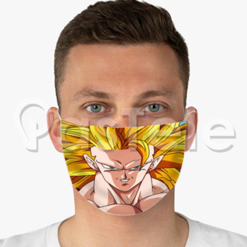 goku ssj 3 Custom Fabric Face Custom Fabric Face Mask Polyester Two Layers Cloth
