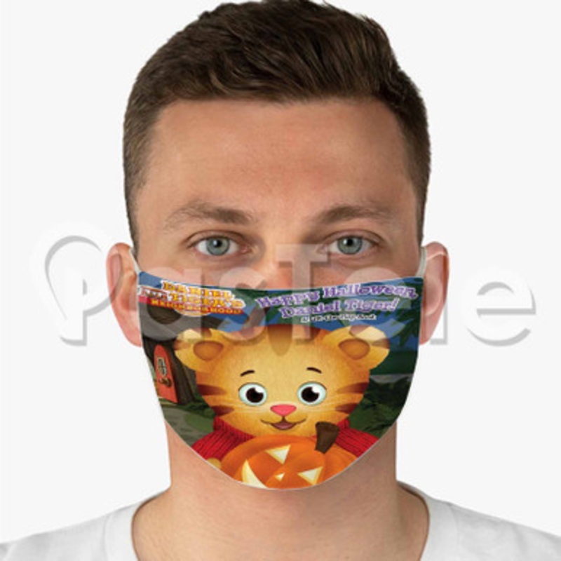 Happy Halloween Daniel Tiger Custom Fabric Face Custom Fabric Face Mask Polyester Two Layers Cloth