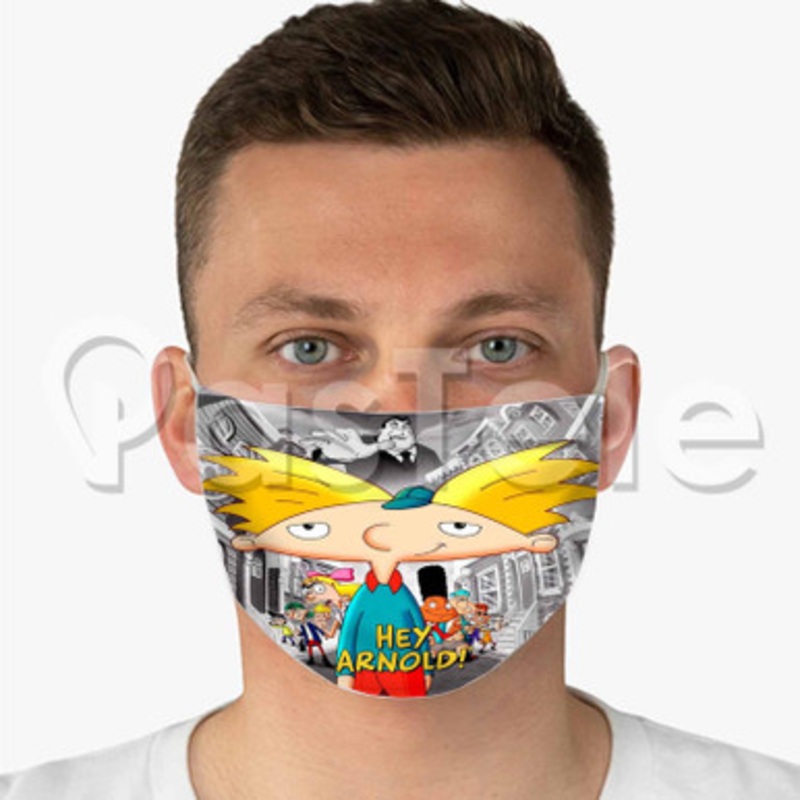 Hey Arnold Custom Fabric Face Custom Fabric Face Mask Polyester Two Layers Cloth