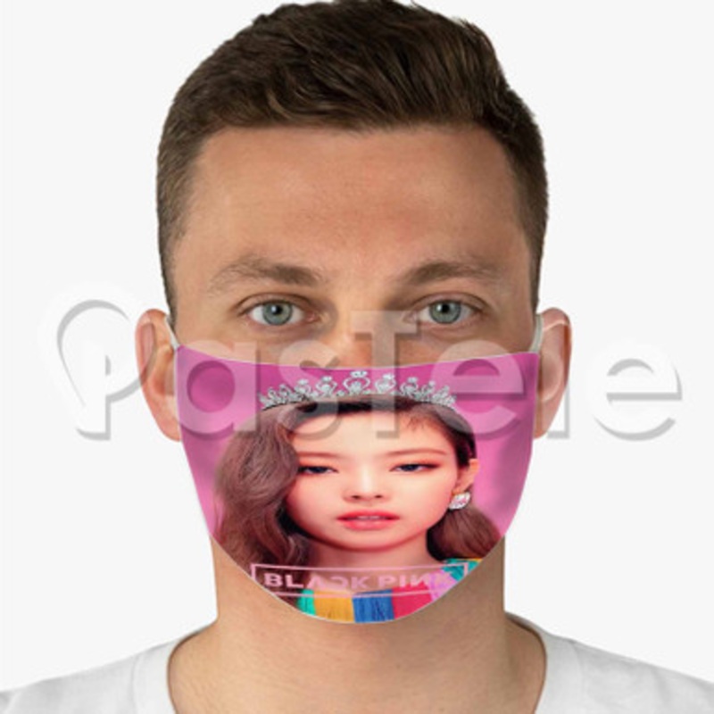 Jennie Black Pink Custom Fabric Face Custom Fabric Face Mask Polyester Two Layers Cloth