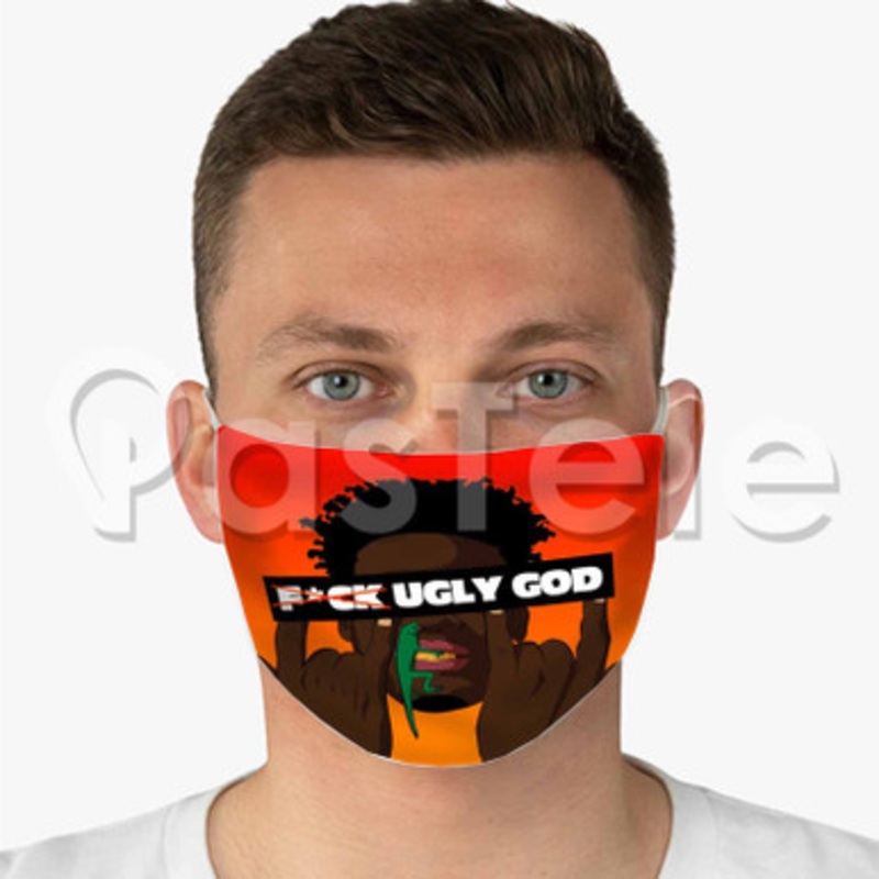 Ugly God Finger Custom Fabric Face Mask Polyester Two Layers Cloth Washable