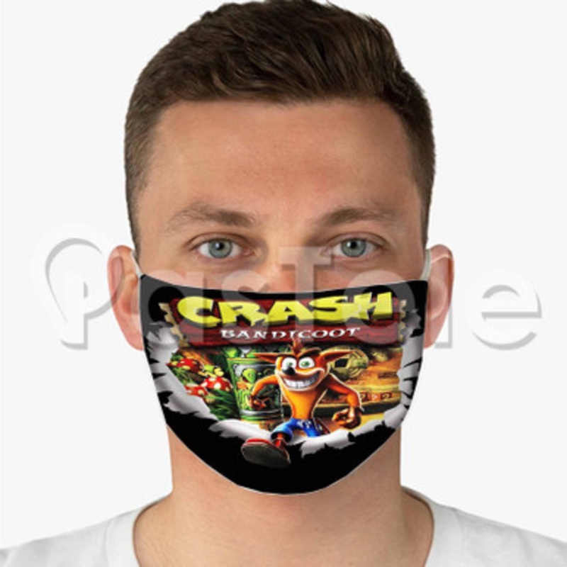 Crash Bandicoot Custom Fabric Face Mask Polyester Two Layers Cloth Washable