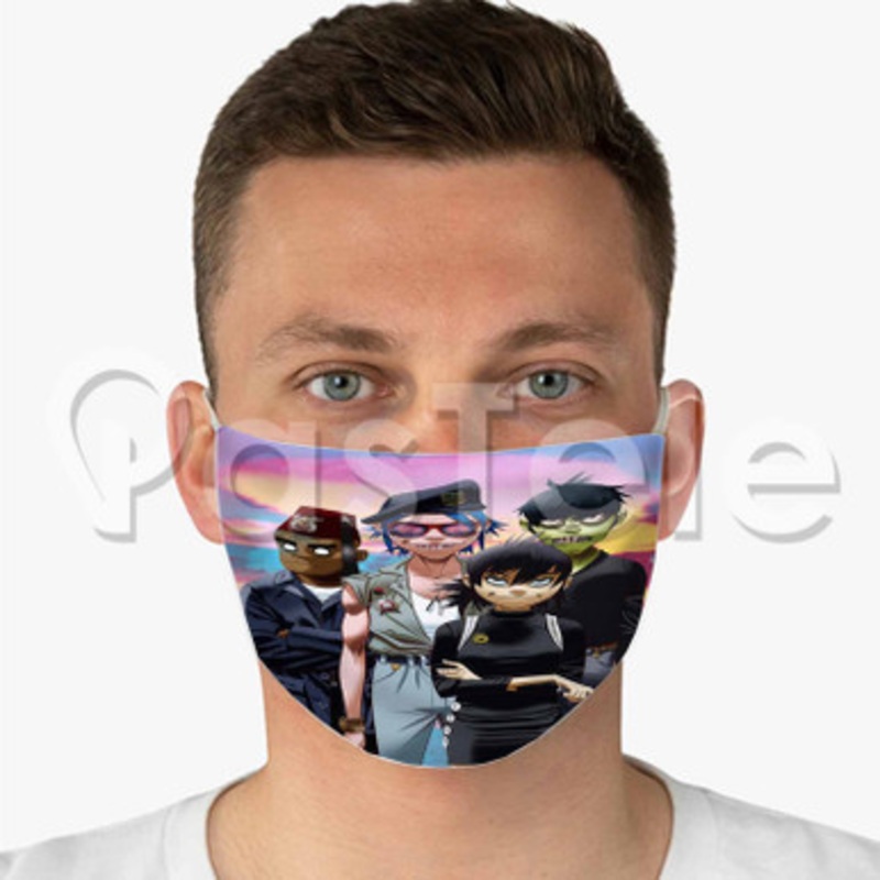 Gorillaz Custom Fabric Face Mask Polyester Two Layers Cloth Washable