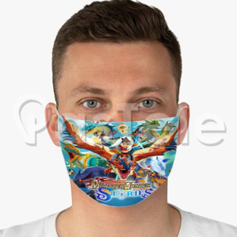 Monster Hunter Stories Ride On Custom Fabric Face Mask Polyester Two Layers Cloth Washable