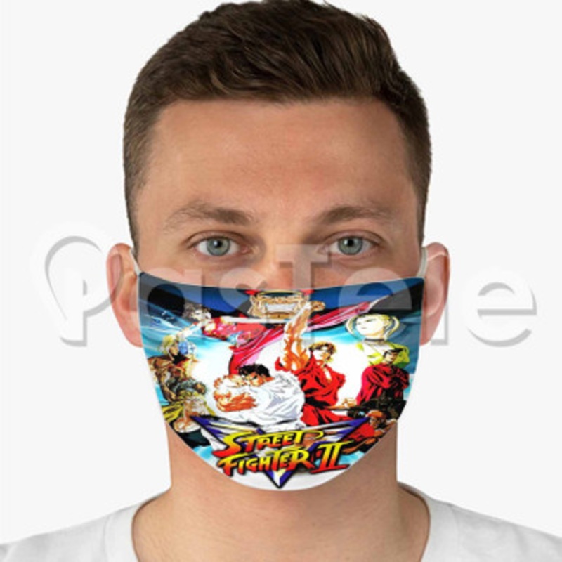 Street Fighter II Custom Fabric Face Mask Polyester Two Layers Cloth Washable