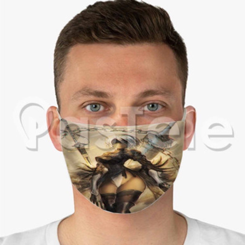 Nier Automata Custom Fabric Face Mask Polyester Two Layers Cloth Washable