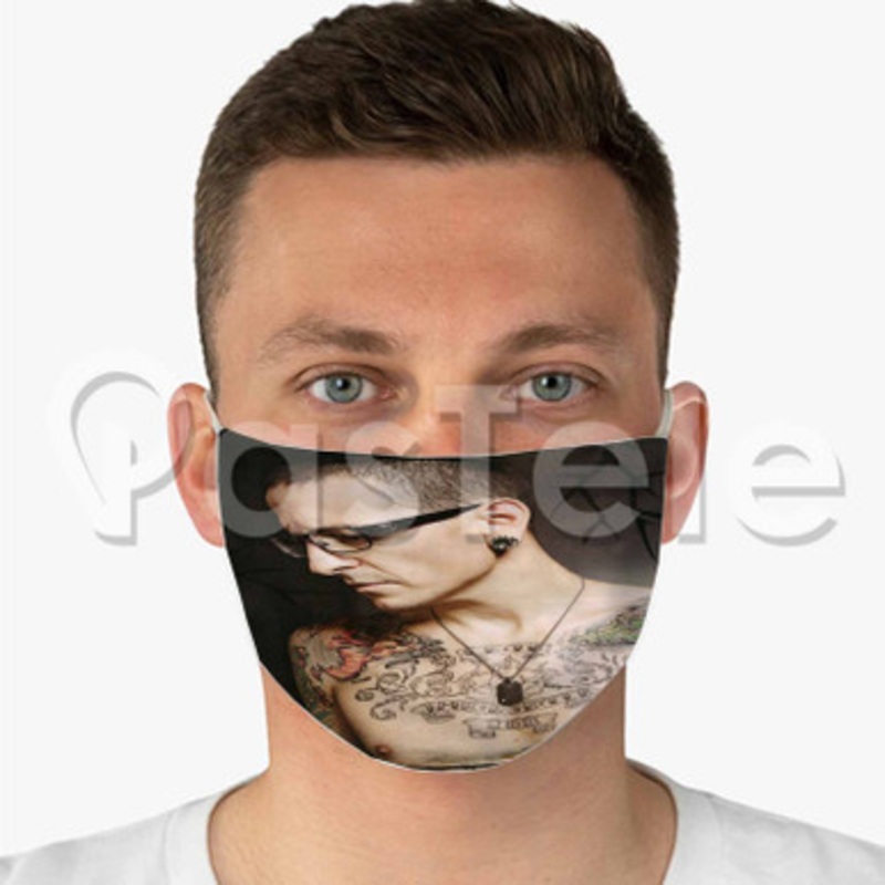 Chester Bennington Tattoo Custom Fabric Face Mask Polyester Two Layers Cloth Washable