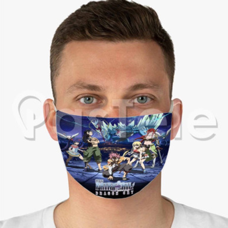 Fairy Tail Custom Fabric Face Mask Polyester Two Layers Cloth Washable