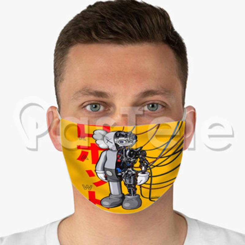 Kaws Custom Fabric Face Mask Polyester Two Layers Cloth