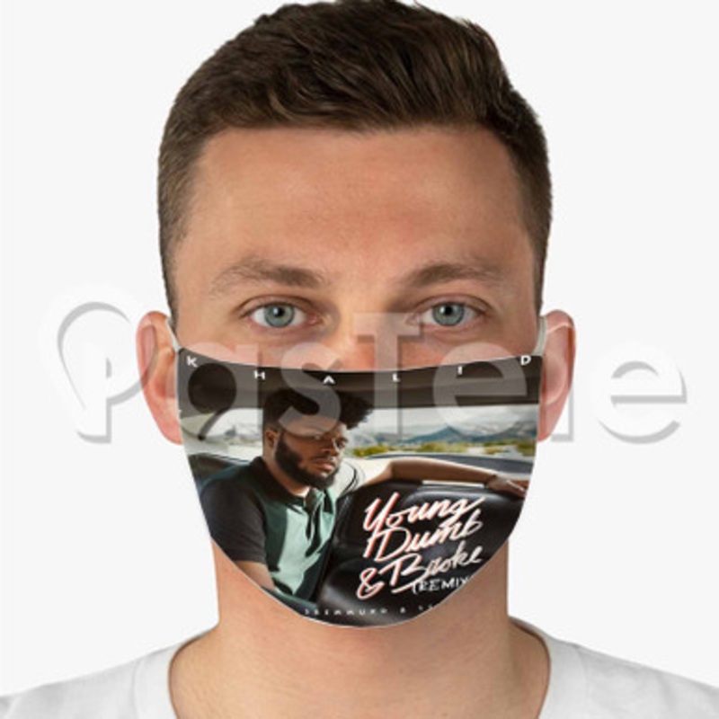 Khalid Young Dumb Broke Custom Fabric Face Mask Polyester Two Layers Cloth Washable