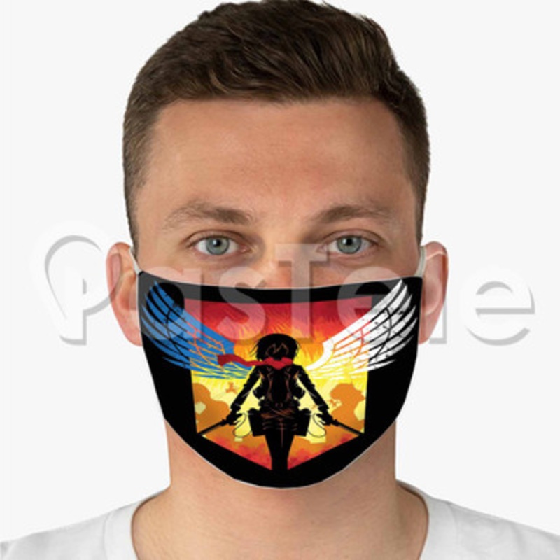 Shingeki No Kyojin Attack on Titan Custom Fabric Face Mask Polyester Two Layers Cloth