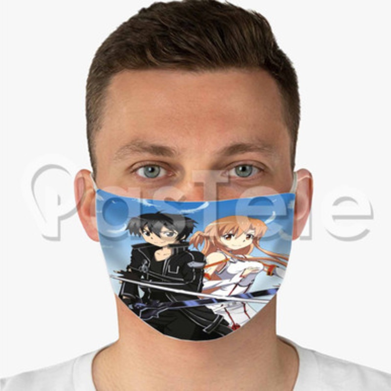 Sword Art Online Kirito Asuna Custom Fabric Face Mask Polyester Two Layers Cloth