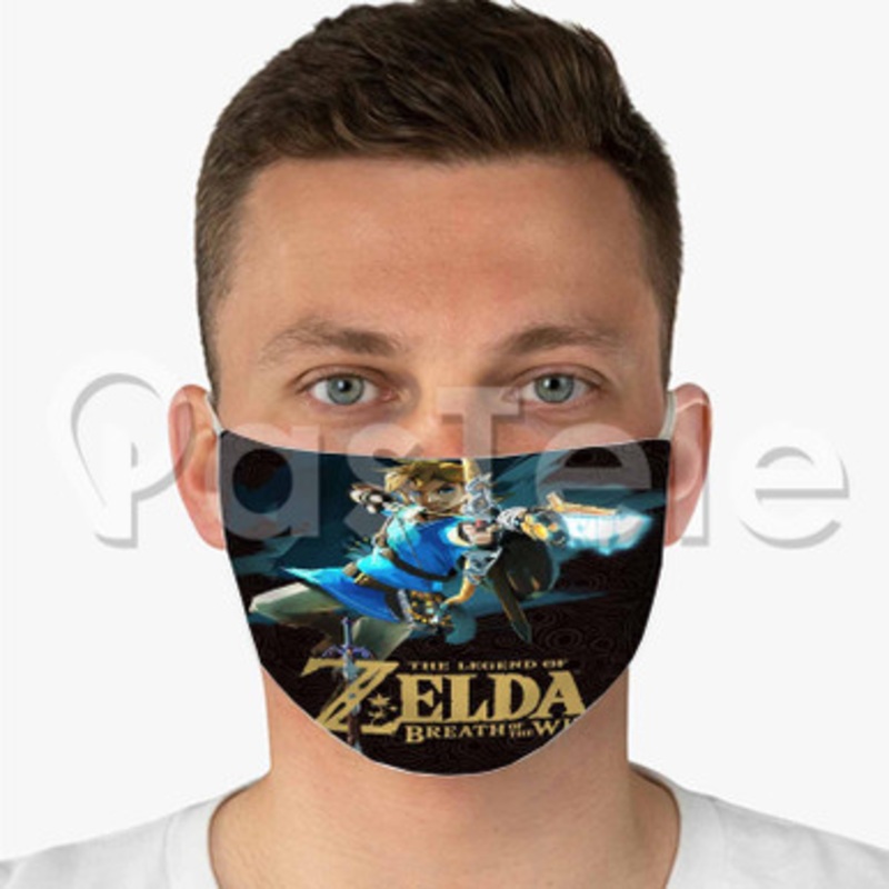 The Legend of Zelda Breath of the Wild Link Custom Fabric Face Mask Polyester Two Layers Cloth Washable