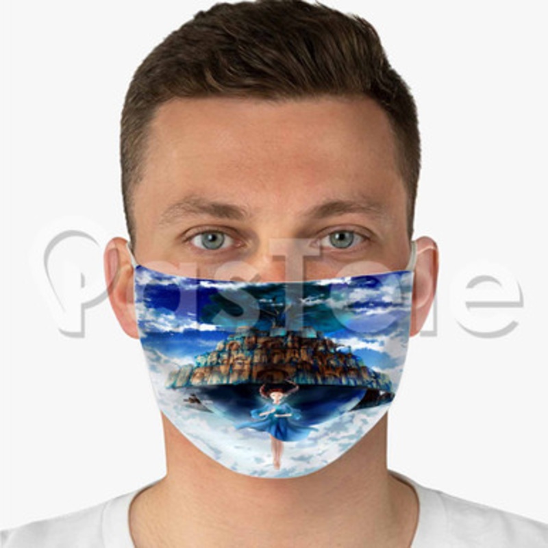 Castle in the Sky Custom Fabric Face Mask Polyester Two Layers Cloth