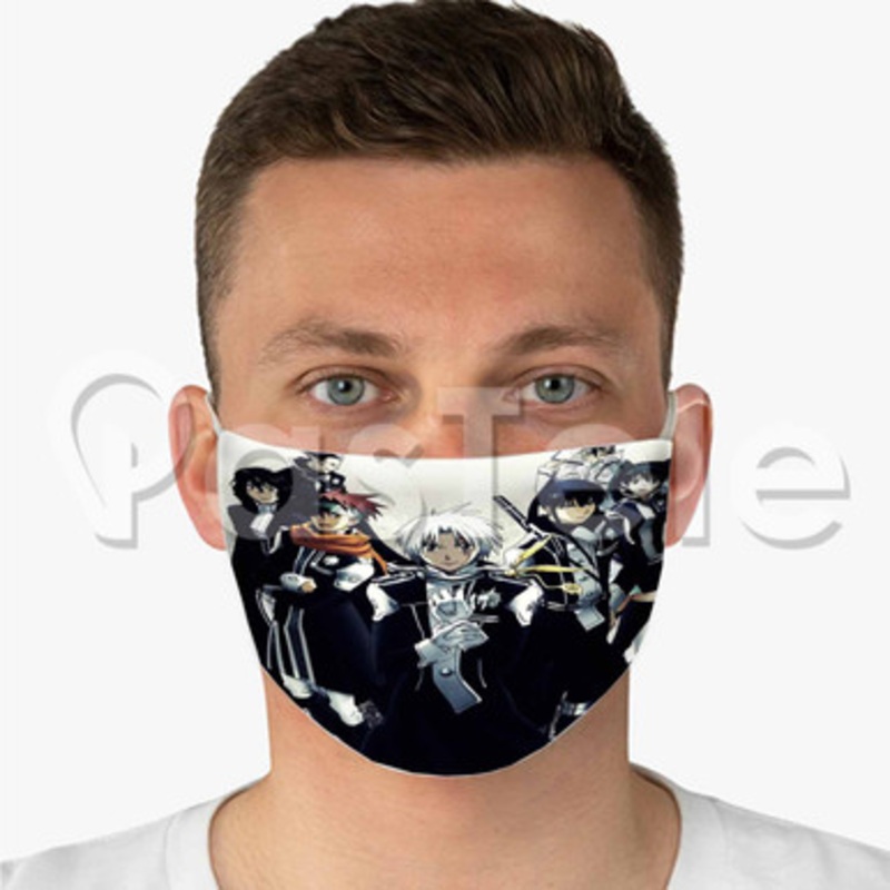D Gray Man Custom Fabric Face Mask Polyester Two Layers Cloth