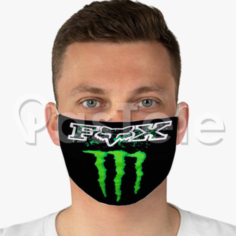 Fox Racing Monster Energy Custom Fabric Face Mask Polyester Two Layers Cloth