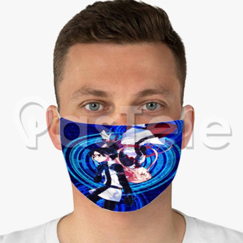 Kirito and Asuna Sword Art Online Movie Ordinal Scale Custom Fabric Face Mask Polyester Two Layers C