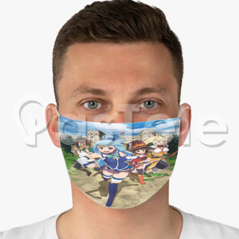 KONOSUBA God s blessing on this wonderful world Custom Fabric Face Mask Polyester Two Layers Cloth