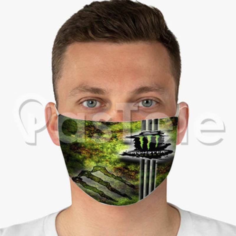 Monster Energy Custom Fabric Face Mask Polyester Two Layers Cloth