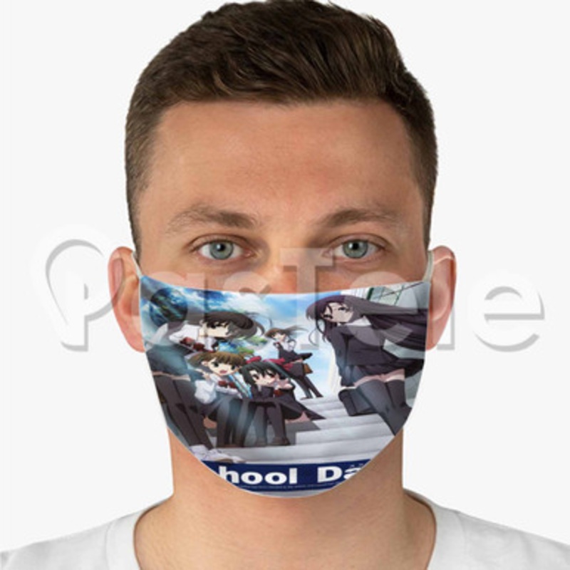 School Days Custom Fabric Face Mask Polyester Two Layers Cloth