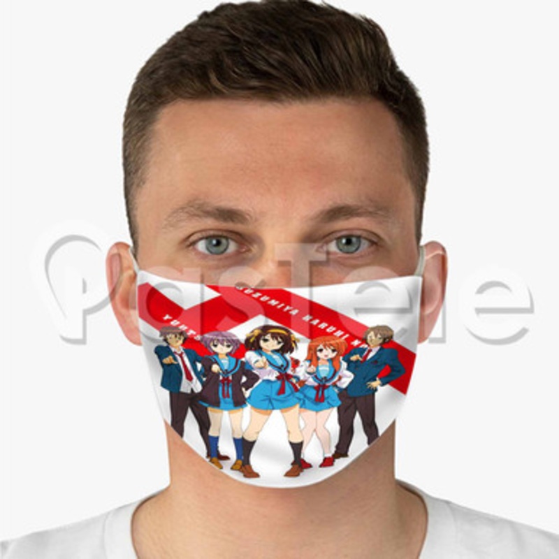 The Melancholy of Haruhi Suzumiya Custom Fabric Face Mask Polyester Two Layers Cloth