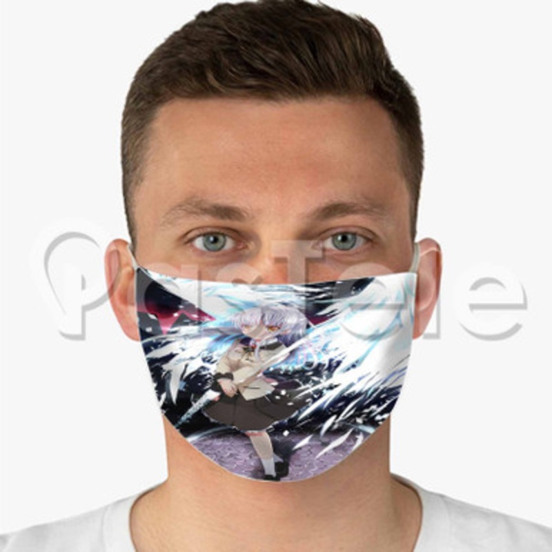 Angel Beats Custom Fabric Face Mask Polyester Two Layers Cloth
