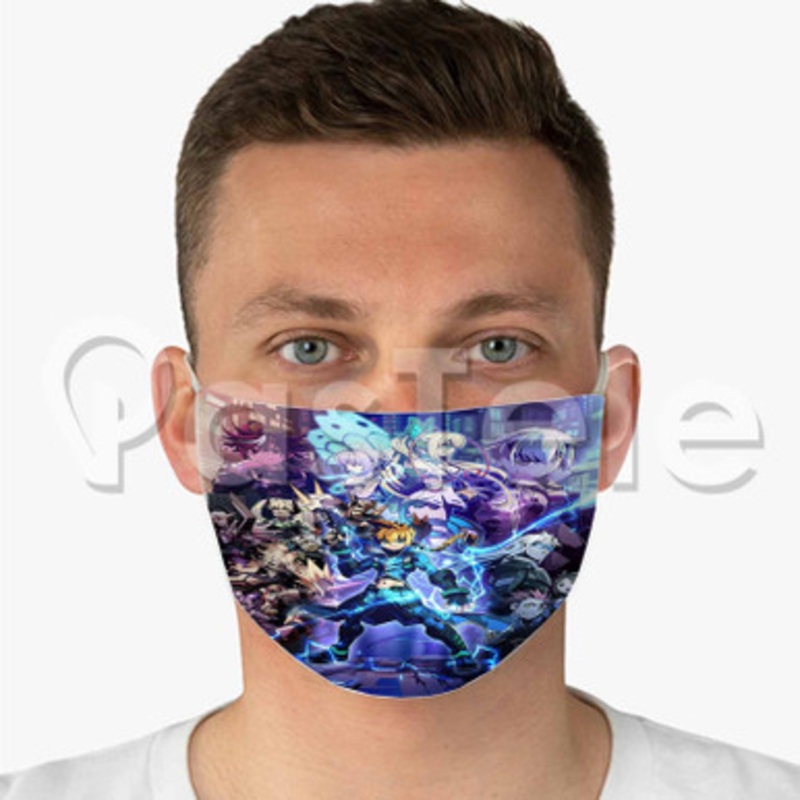 Armed Blue Gunvolt Custom Fabric Face Mask Polyester Two Layers Cloth