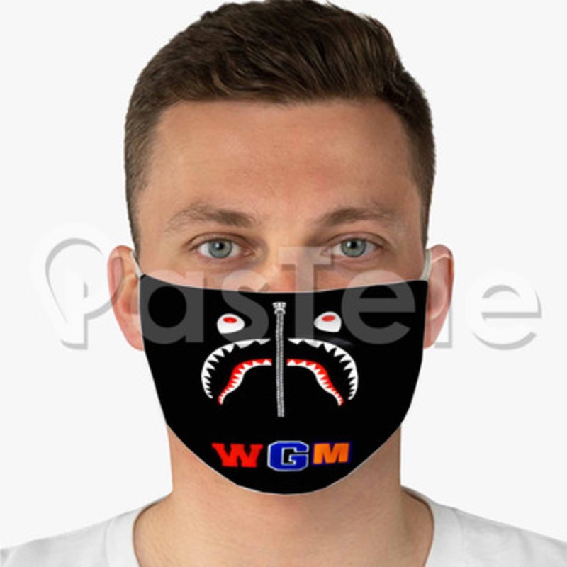 Black Bape Camo Shark WGM Custom Fabric Face Mask Polyester Two Layers Cloth