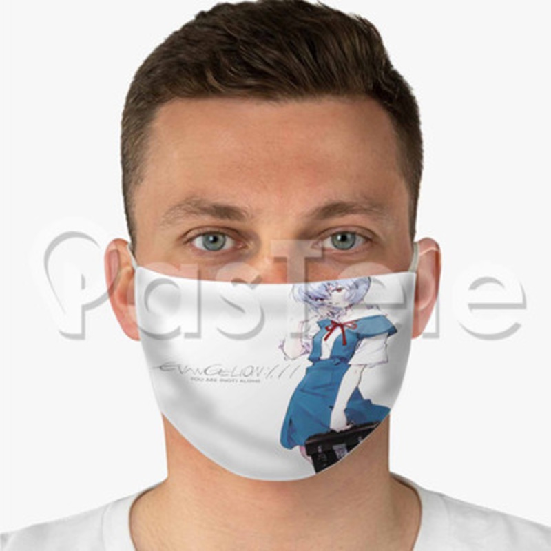 Evangelion You Are Not Alone Custom Fabric Face Mask Polyester Two Layers Cloth