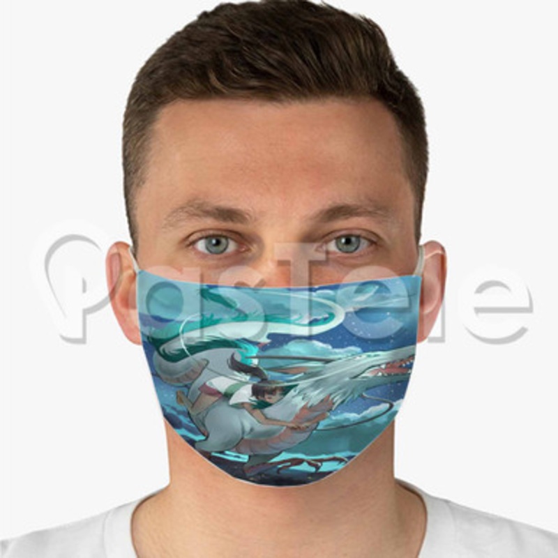 Haku and Chihiro Spirited Away Custom Fabric Face Mask Polyester Two Layers Cloth