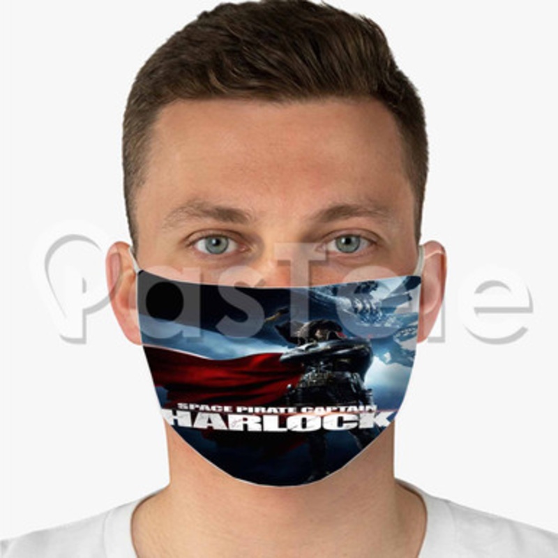 Harlock Space Pirate Custom Fabric Face Mask Polyester Two Layers Cloth