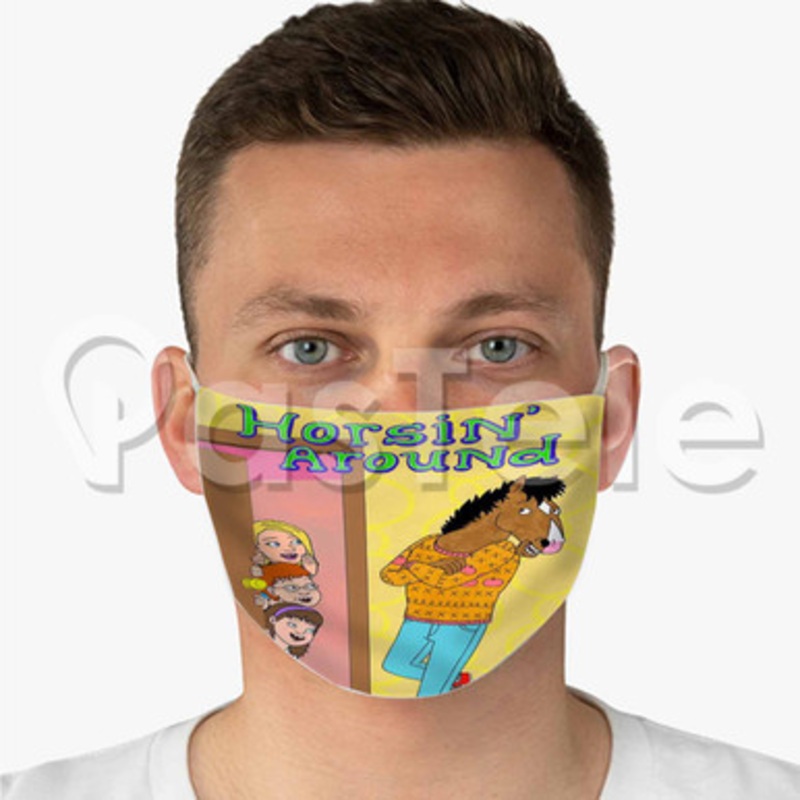 Horsin Around Custom Fabric Face Mask Polyester Two Layers Cloth