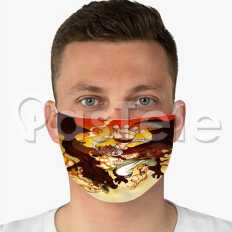 Natsu Dragneel and Igneel Fairy Tail Custom Fabric Face Mask Polyester Two Layers Cloth
