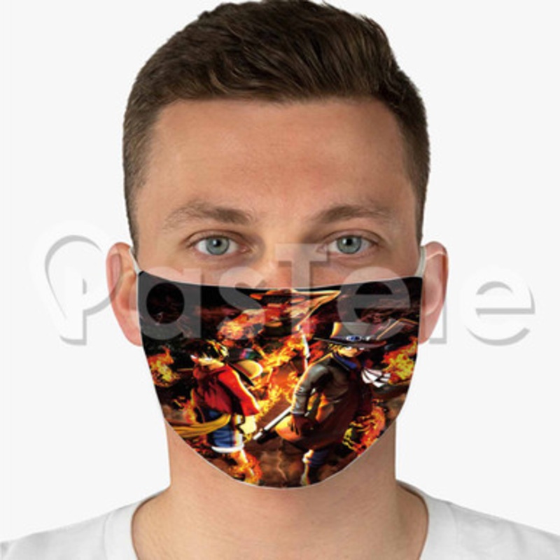 One Piece Burning Blood Custom Fabric Face Mask Polyester Two Layers Cloth