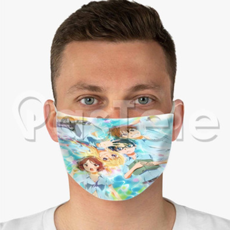 Your Lie in April Custom Fabric Face Mask Polyester Two Layers Cloth