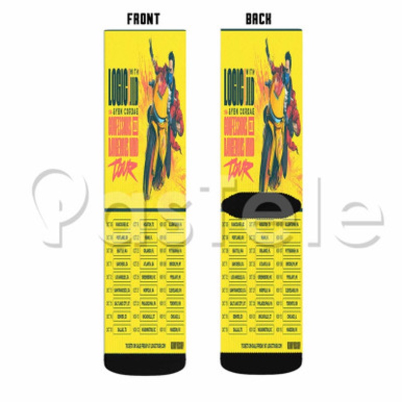 Logic YBN Cordae Schedule Custom Personalized Sublimation Printed Socks Polyester Acrylic Nylon Spandex