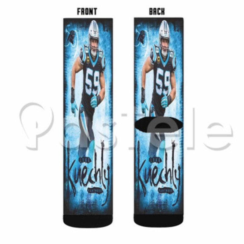 Luke Kuechly NFL Carolina Panthers Custom Personalized Sublimation Printed Socks Polyester Acrylic Nylon Spandex