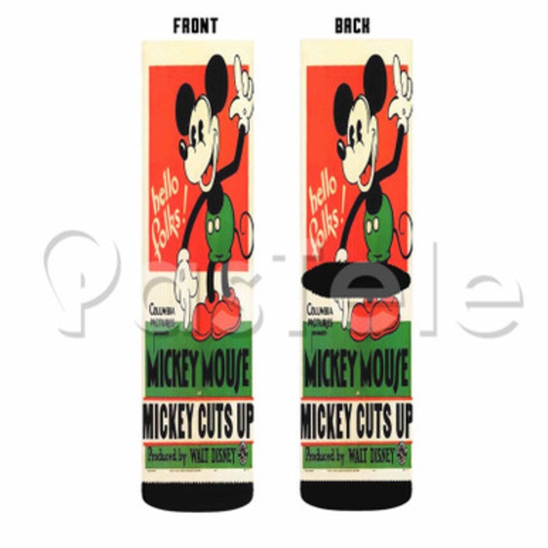 Mickey mouse Cuts Up Custom Personalized Sublimation Printed Socks Polyester Acrylic Nylon Spandex