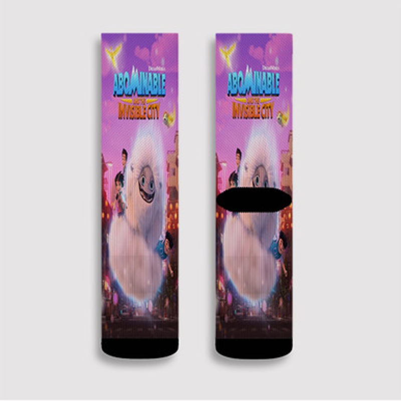 Pastele Abominable and the Invisible City Custom Socks Sublimation Awesome Printed Sports Elite Socks Polyester Cushioned Bottoms Gym Gymnastic Running Yoga School Skatebording Basketball Spandex