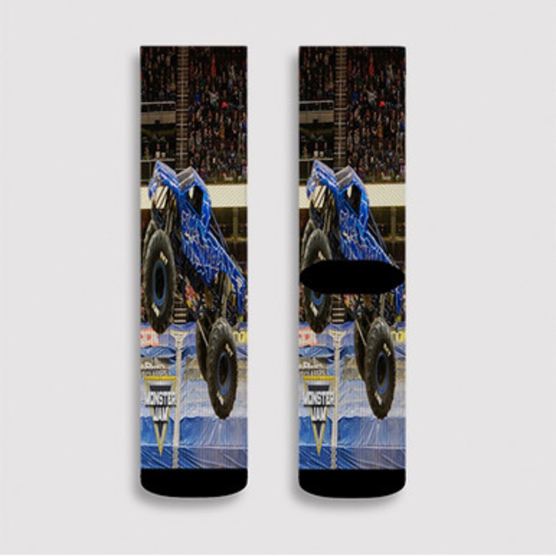 Pastele Blue Thunder Monster Truck Custom Socks Sublimation Awesome Printed Sports Elite Socks Polyester Cushioned Bottoms Gym Gymnastic Running Yoga School Skatebording Basketball Spandex