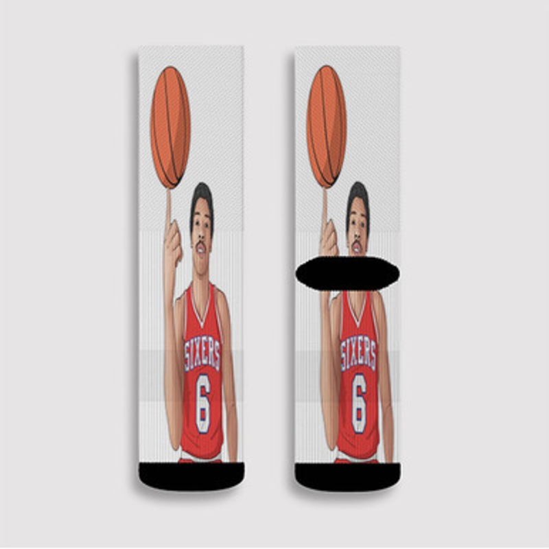 Pastele Dr J Julius Erving Basketball Custom Socks Sublimation Awesome Printed Sports Elite Socks Polyester Cushioned Bottoms Gym Gymnastic Running Yoga School Skatebording Basketball Spandex